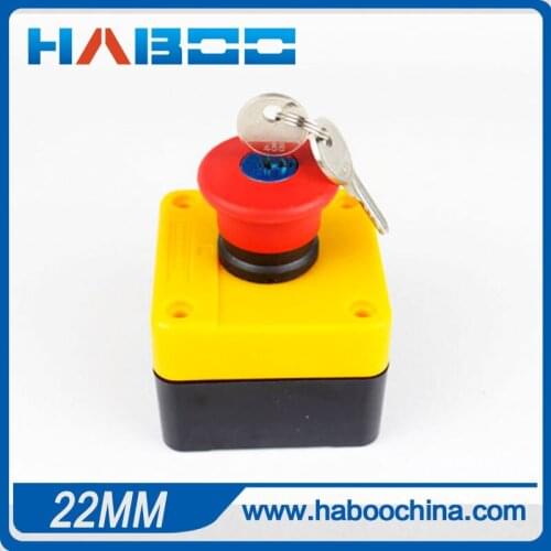 5pcs/lot packing key emergency stop switch dia.22mm with 1NO+1NC contacts structure box can be yellow color or white color