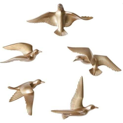 5PCS Europe Wall Hanging Resin Bird Crafts Decoration 3D Stereo Wall Sticker Home Livingroom Background Wall Mural Ornaments Art
