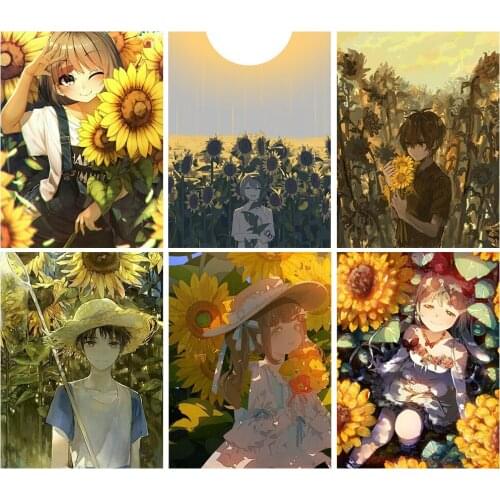5D DIY Diamond Embroidery Cartoon Painting Sunflower Home Handmade Exquisite Decoration Hanging Painting Gifts Can Be Customized