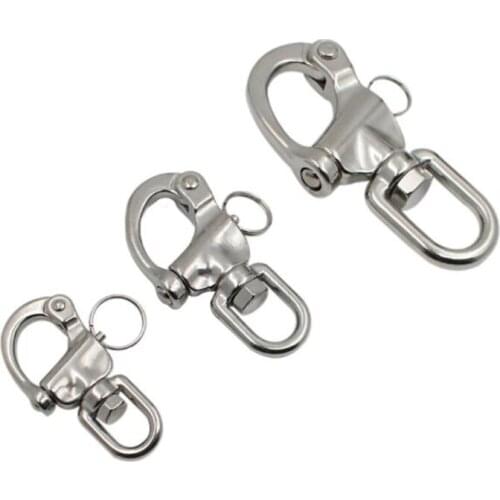 70mm 87mm 128mm Eye Swivel Shackle Stainless Steel Rotary Spring Shackle Hook for Sailboat, Lifting, Outdoor, Construction