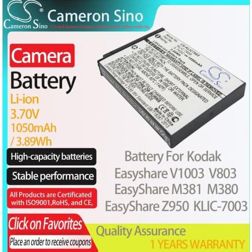 CameronSino Battery for Kodak Easyshare V1003 EasyShare V803 EasyShare Z950 EasyShare M381 fits KODAK KLIC-7003 camera battery