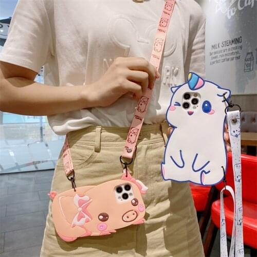 Galaxy S21 Ultra S20 FE S10 Plus Note 10+ Case Crossbody Silicon Cartoon Cover for Samsung A52 72 32 22 12 42 82 50 31 51 71 02S