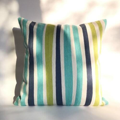 DUNXDECO Cushion Cover Decorative Pillow Case Fresh Green Stripe Geometric Embroidery Coussin Home office Sofa Chair Cushion