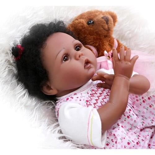 Black baby dolls pop green African 22inch reborn silicone vinyl 30cm newborn poupee boneca baby soft toy girl kid todder