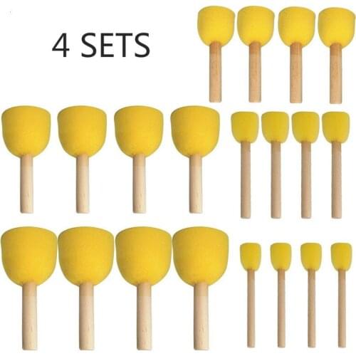 Childrens graffiti drawing wooden handle tool seal sponge brush circular painting DIY kindergarten materials