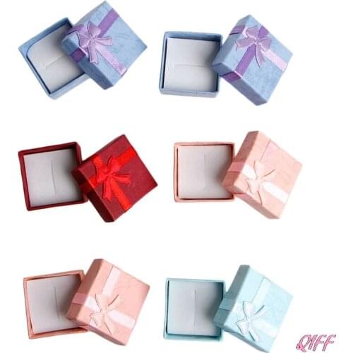Jewelry Case Paper Storage Box Ring Earring Holder Package Bowknot Decor