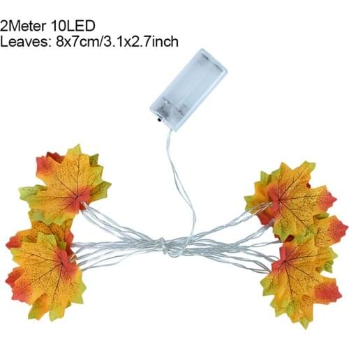 2M 10LED Lights Maple Leaves Garland Led Fairy Light Christmas Thanksgiving Decoration Autumn String Festive DIY Decor Halloween