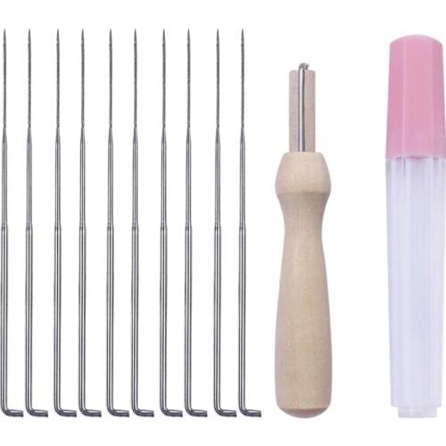 Nonvor 10pcs 8cm DIY Felting Needles Color Wool Felt Pocked Set Craft Wood Handle with Bottle Felt Tool Kit For Beginner