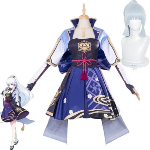 Game Genshin Impact Kamisato Ayaka Cosplay Costumes Women Sexy Dress Uniform Outfit Full Sets Girls Halloween Carnival Party