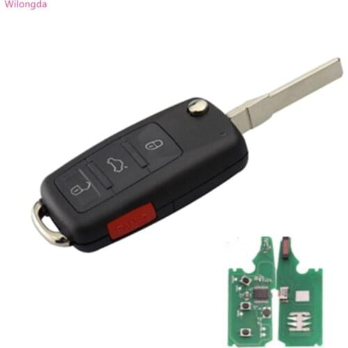 Whilong Flip Remote Key 3+1 Button car key 434mhz 315MHz ID46 Chip accessory for VW Touareg auto key