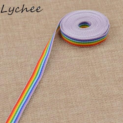 Lychee 3m Polyester Rainbow Colorful Stripe Woven Grosgrain Ribbon Trim Double Sided DIY Sewing Crafts Accessories