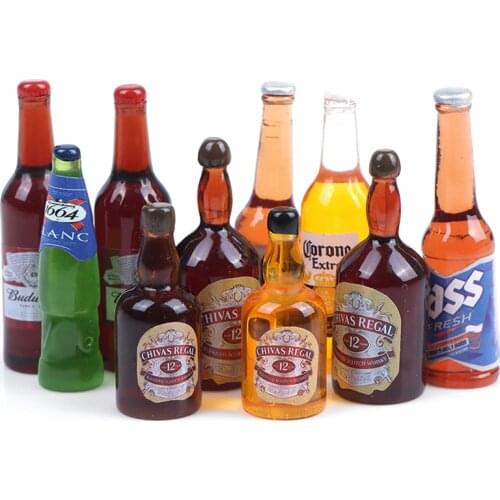10Pcs 1/12 Dollhouse Miniature Wine Bottle Set Simulation Drinks Model Toys for Doll House Decoration