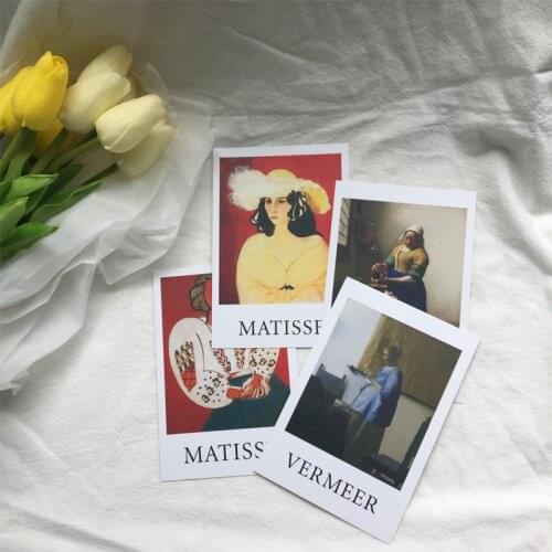 Fashionable Art Painting Decorative Card Mini Poster Vintage Postcards Room Decor Wall Sticker Shoot Props Cardstock 4sheets