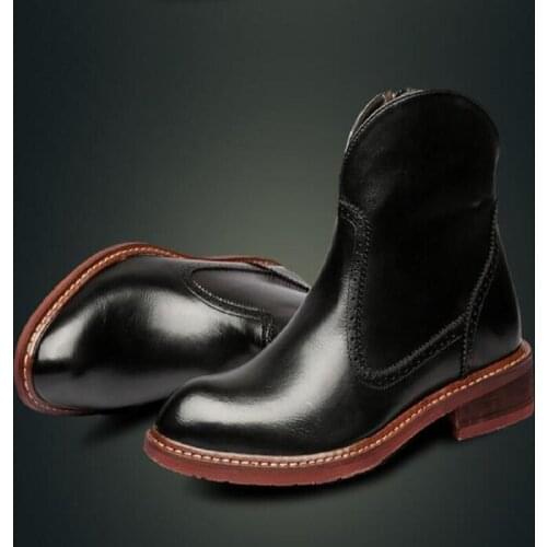 Men Pointed Toe Brogues Spring Autumn Height Increasing Men Ankle Boots Man Short Plush Winter British Chelsea Boots 7