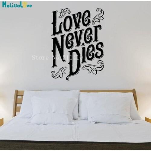 New Vinyl Wall Sticker Love Never Dies Home Decor For Living Room Bedroom 3D Self-adhesive Art Murals TO lover Gift YY883