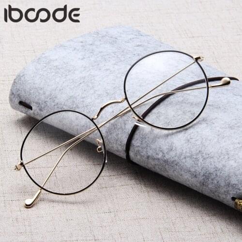 Iboode Reading Glasses Men Women Metal Round Frame Presbyopic Hyperopia Eyeglasse Resin Clear Lens Unisex Eyewear +1.0 To +4.0
