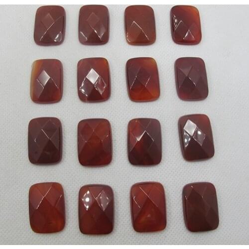 Wholesale 5pcs Red Carnelian Agates Bead Cabochon18x25mm Faceted Rectangle Gem stone Jewelry Cabochon Natural Stone Ring Face