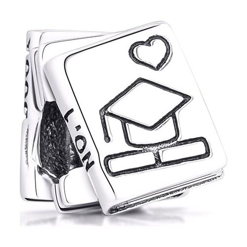 Fits for Pandora Charms Bracelets Text Book Beads 100% 925 Sterling Silver Jewelry Free Shipping