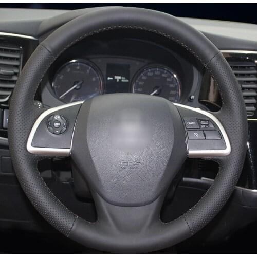 Hand-stitched Black Leather Steering Wheel Cover for Mitsubishi Outlander 2013 2014 Mirage 2014 ASX