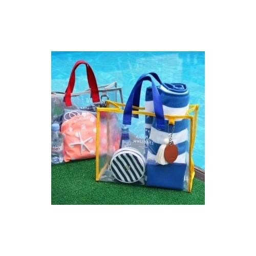 Transparent PVC hand carry swimming storage bag, portable clothes bag 35*14*27cm