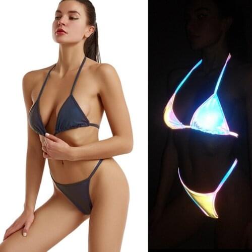 Sexy Reflective Party Bikinis Swimsuits Women Brazilian Thong Bathing Swiming Suit Push Up Two Piece Swimwear Beach Wear XX-590