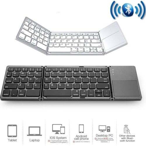 Tri-fold Wireless MIni Folding Keyboard Bluetooth Foldable Touchpad Iphone keyboards for Windows,Android,ios Tablet ipad Phone