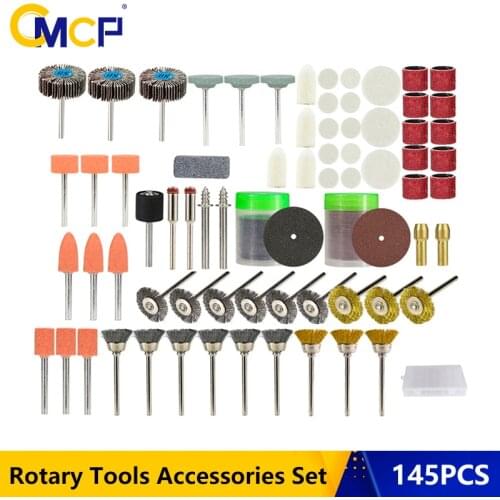 CMCP 145pcs/Set Rotary Tool Accessories For Sanding Polishing Grinding Tool Abrasive Tools For Dremel Engraving Tool Rotary Tool