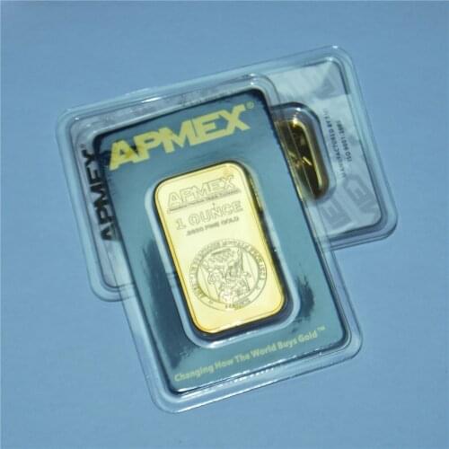 1 oz APMEX Gold Bar High quality gold plated Apmex Bullion Non-Magnetic Hot Selling Business gift Collectible Wholesale