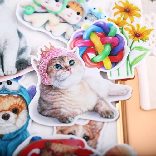 14PCS Pet cats and dogs Stickers Crafts And Scrapbooking stickers book Student label Decorative sticker kids toys