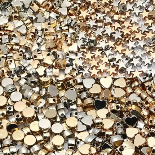 200pcs Star Heart CCB Plastic Round Beads Acrylic Golden Silver Tone Spacer Accessories For Jewelry Making Bracelet DIY Supplies
