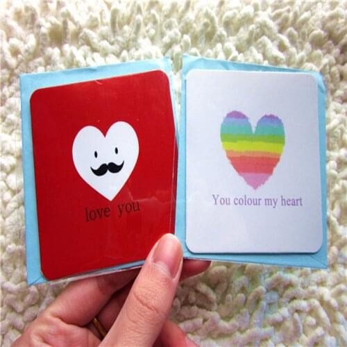 24pcs Mini Kawaii Greeting Card Birthday Love Writing Blessing Cards Festival Gift Simple Paper Card+Envelop 7*7cm Cartoon Cards