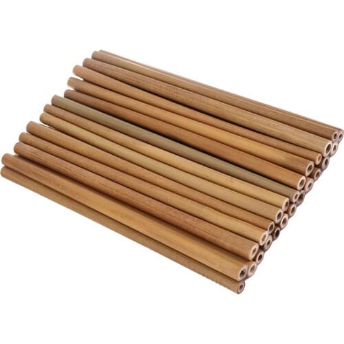 30Pcs Bamboo Straw Reusable Hollow Wooden Tube Kitchen Home DIY Wood Arts Crafts