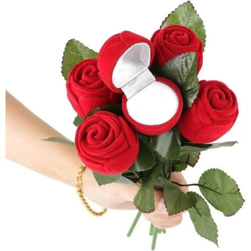3D Pop Up Rose Ring Box Wedding Engagement Jewelry Storage Holder Case Bump