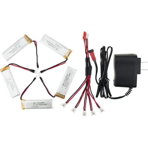 5pcs 3.7v 550mah lipo batteries and Charger w Charging Connector for wltoys v977 v930 RC Helicopter Drone Spare Part