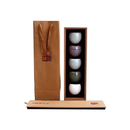 5pcs/set Kung Fu tea cup ceramic tea bowl Ru kiln official kiln single cup