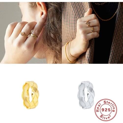 Aide Pure 925 Sterling Silver Rings For Women Men C Crush Rings Silver Wedding Lozenge Rings Engagement Geometric Rings