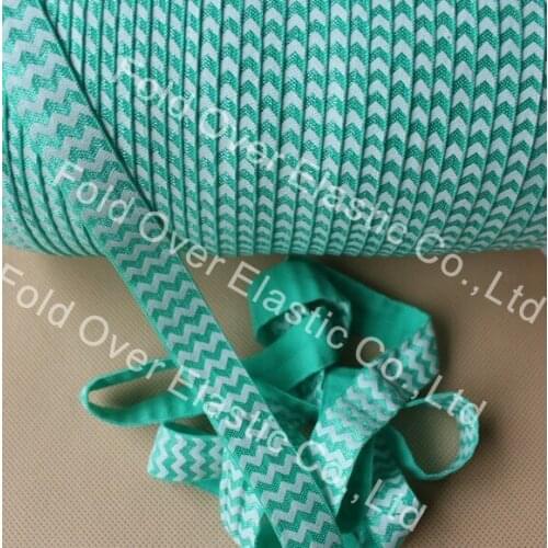 White chevron Fold Over Elastic Ribbon #323-Tropic, 5/8" 16mm custom FOE, 50yards per roll
