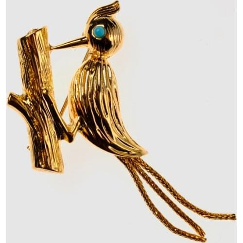 Amorita boutique woodpecker gold color trendy Brooches for women