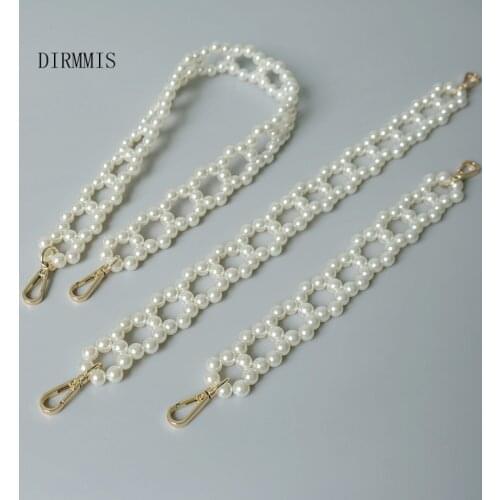 New Fashion Woman Handbag Accessory Parts Puring White Pearl Acrylic Resin Chain Luxury Solid Strap Women Cute Clutch Chains