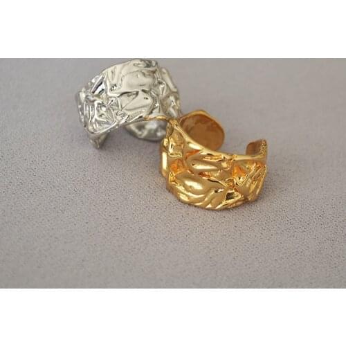 European and American retro bump irregular hammer lava wind wide version ring index finger ring opening adjustable female