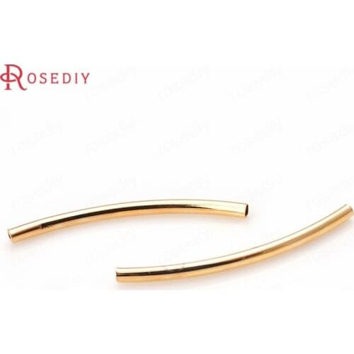 F599)10 pieces 25mm 24K Champagne Gold Color Brass Smooth Arcuated Bracelets Tube High Quality Diy Jewelry Findings Accessories