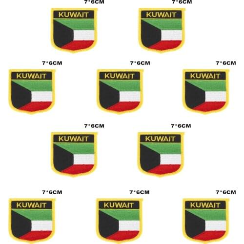 Kuwait Flag Embroidery Patches Iron on Saw on Transfer patches Sewing Applications for Clothes in Home&Garden
