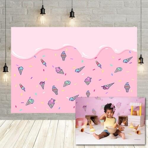 Avezano Background for Photography Pink Sweet Ice Cream Baby Shower Birthday Party Portrait Photo Backdrop Studio Photocall Prop