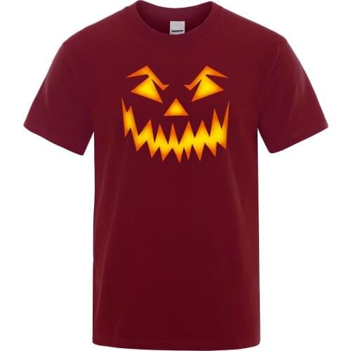 Hip Hop Smiley face Men t shirt Halloween pumpkin horror grimace funny t-shirt cotton unisex fashion tops Streetwear