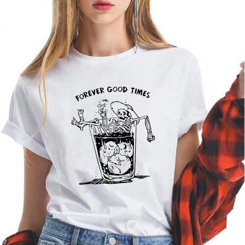 Fruit Juice Women T-shirt Forever Good Times Letter Printed Clothing Top Trend Cartoon Modern Tumblr Mujer Comfy O-Neck Tshirt