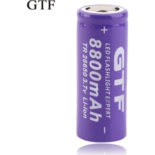 GTF 3.7V 26650 8800mAh Li-ion Battery For LED Flashlight Li-ion Flat Battery drop shipping