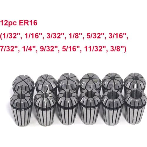Hot 12pcs/Set standard ER16 Spring Collet set Clamping Nut CNC for milling Machine Engraving lathe tool