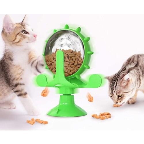 Puppy Dog Food Leaker Toys Funny Cat Slow Food Leaker Windmill Turntable Toys 360 Degrees Rotaion Leaking Toy