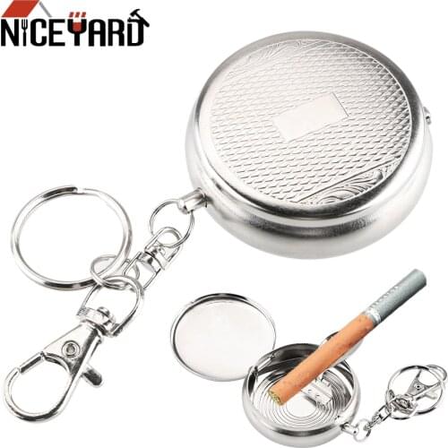 NICEYARD Pocket Ashtray with Key Chain Mini Portable Car Ashtray Stainless Steel