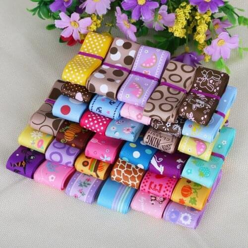 12Yard/lot Random Mixed Cartoon Grosgrain Ribbon Wedding Christmas Gift Wrapping Belt DIY Handmade Material
